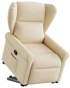 vidaXL Poltrona reclinável elevatória tecido cor creme