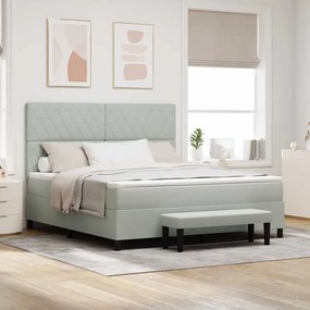vidaXL Cama Box Spring com Colchão e Banco Cinza Claro 180x200 cm Veludo