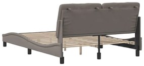 Cama sem colchão 140x200 cm tecido castanho-acinzentado