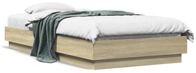 vidaXL Estrutura de cama com luzes LED 90x190 cm carvalho sonoma