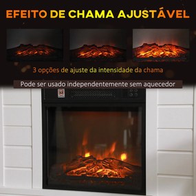 Lareira Elétrica 1800W com Efeito de Chama Realista Controlo Remoto Te