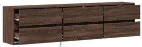 Móvel parede p/ TV c/ luzes LED 180x31x45 cm carvalho castanho