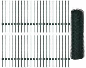 Postes de Cerca vidaXL 11 pcs U-Channel Verde 80 cm Aço