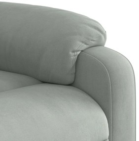 Poltrona reclinável elétrica veludo cinzento-claro