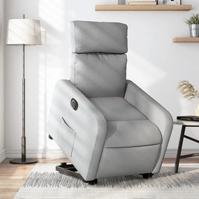 vidaXL Poltrona reclinável elevatória elétrica tecido cinzento-claro