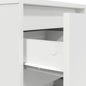 Mesa de cabeceira com luzes LED 38x34x65 cm branco