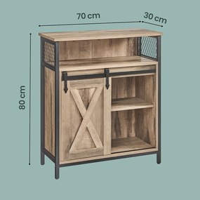 Aparador, armário de cozinha com porta de correr 70 x 30 x 80 cm (C x L x A) castanho claro-preto