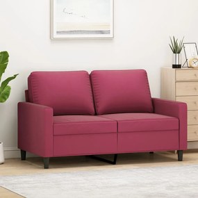 vidaXL Sofá de 2 lugares veludo 120 cm vermelho tinto