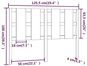 Cabeceira de cama 125,5x4x100 cm pinho maciço castanho mel