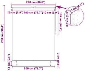 Cortina Rolô Exterior laranja e branco 220 x 250 cm tecido