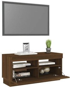Móvel de TV com luzes LED 80x35x40 cm Carvalho Marrom