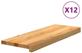 vidaXL Tapetes de escada 12 pcs 70x30x2 cm carvalho castanho-claro