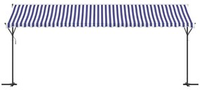 Toldo de pé 600x300 cm tecido e aço azul e branco