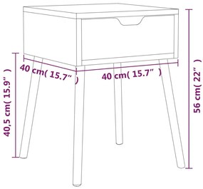Mesa de cabeceira 40x40x56 cm derivados madeira carvalho fumado