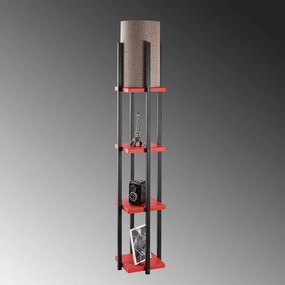 Candeeiro de Pé 7118 – Preto e Vermelho – 25 x 25 x 130 cm