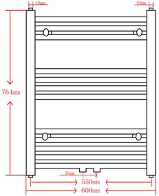 Aquecedor toalhas casa de banho liso 600 x 764 mm preto