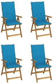 vidaXL Cadeiras jardim reclináveis c/ almofadões 4 pcs acácia maciça