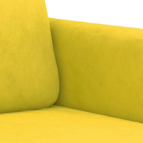 2 pcs conjunto de sofás com almofadas veludo amarelo