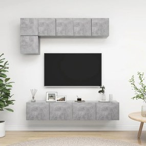 5 pcs conjunto de móveis de TV contraplacado cinzento cimento