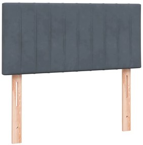 Cama com molas/colchão cinza-escuro 80x210 cm veludo