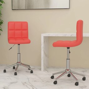334469 vidaXL Cadeiras de jantar giratórias 2 pcs couro artificial vermelho