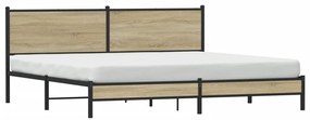 Estrutura de cama sem colchão 193x203cm metal carvalho sonoma