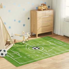 136621 vidaXL Tapete lavável antiderrapante infantil campo de futebol verde