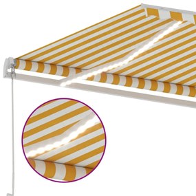 Toldo retrátil manual com LED 500x300 cm amarelo e branco