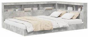 Cama estante com prateleira com cabeceira 2 pcs Cinzento cimento 140 x