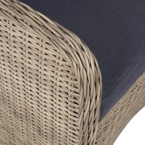 7 pcs conjunto jantar exterior com almofadões vime PE castanho