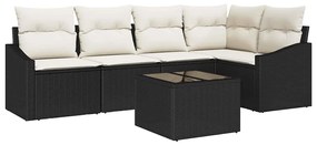 Conjunto de Sofá de Jardim 6 Peças com Almofadas de Rattan Sintético P