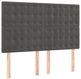 Cama com molas/colchão 140x190 cm veludo cinzento-escuro
