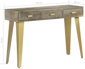 Mesa consola 110x35x76cm mangueira mangueira cinzento c/ bronze