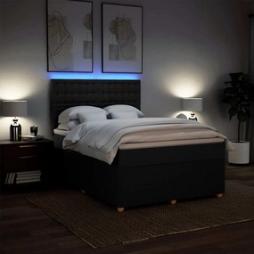 Cama com molas/colchão 160x200 cm tecido preto