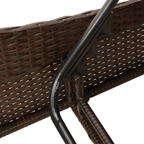 Espreguiçadeira com almofadões 114x205x73 cm vime PE castanho