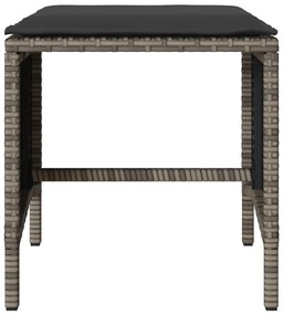 4 pcs conjunto sofás de jardim c/ almofadões vime PE cinzento