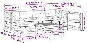 8 pcs conjunto lounge de jardim c/ almofadões pinho impregnado
