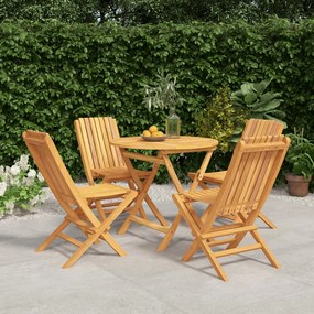vidaXL 5 pcs conjunto de jantar p/ jardim madeira de teca maciça