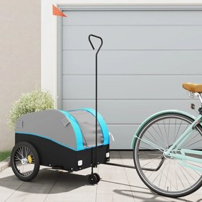 vidaXL Reboque para bicicleta 45 kg ferro preto e azul