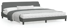 vidaXL Estrutura de cama sem colchão 200x200 cm tecido cinzento-escuro