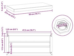 Prateleiras de parede 2 pcs 50x23,5x3cm aço inoxidável prateado