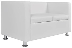 Sofá de 2 lugares couro artificial branco