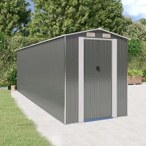 vidaXL Abrigo de jardim 192x606x223 cm aço galvanizado cinzento-claro