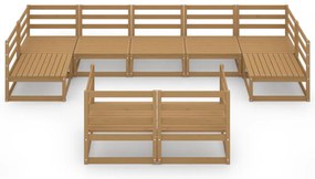 9 pcs conjunto lounge de jardim pinho maciço
