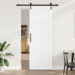 vidaXL Porta Deslizante com Conjunto de Ferragens 'ORKDAL'Madeira Sólida Branca