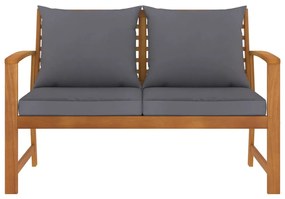 Banco jardim 120 cm c/ almofadão cinzento-escuro acácia maciça