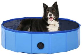 Piscina para cães dobrável 80x20 cm PVC azul