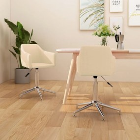 vidaXL Cadeiras de jantar giratórias 2 pcs tecido cor creme