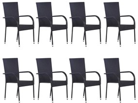 9 pcs conjunto de jantar para jardim preto