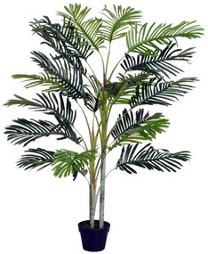 Outsunny Palmeira Artificial 150cm com Aspecto Realista Planta Artificial Decorativa com Vaso Casa Varanda Jardim Verde